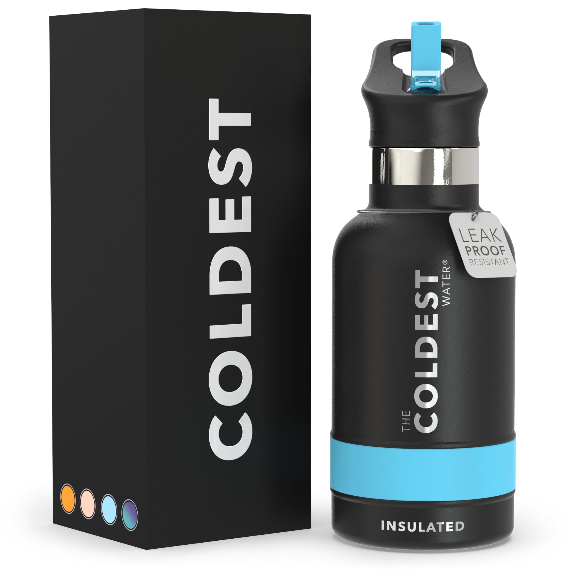 Coldest Insulated Water Bottle with Straw Lid - Stainless Steel Metal Insulated Bottle for Men & Women (Oceanic Green, 32 oz)