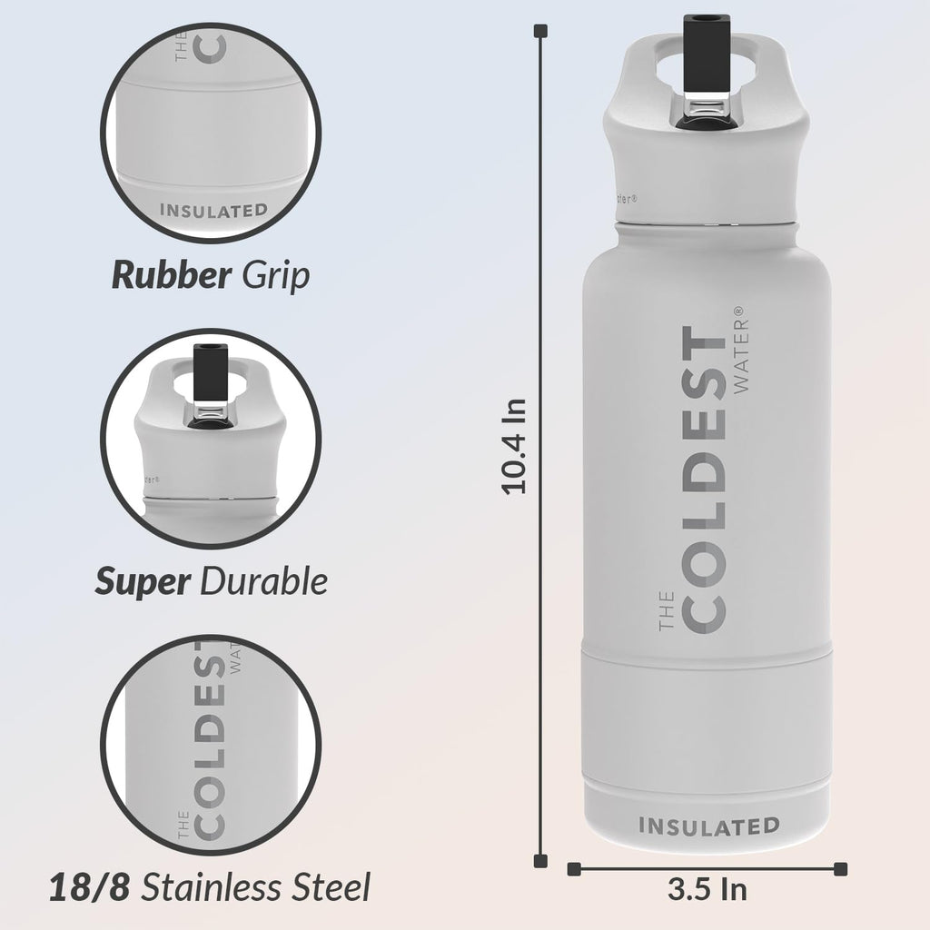 Coldest Insulated Water Bottle with Straw Lid - Stainless Steel Metal Insulated Bottle for Men & Women (Oceanic Green, 32 oz)