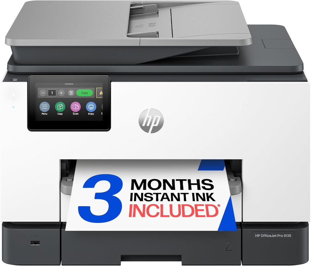 HP OfficeJet Pro 9135 Wireless All-in-One Color Inkjet Printer, Print, Scan, Copy, Fax, ADF, Duplex Print/scan, Best-for-Office, 3 Month Trial of Instant Ink Included, AI-Capable (C2WM0A)