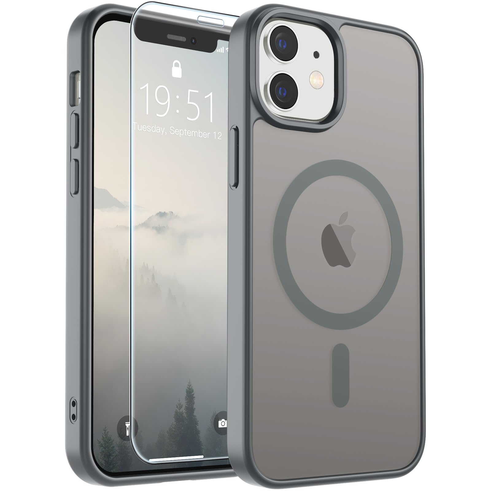 SUPFINE Magnetic for iPhone 17 Pro Max Case with Screen Protector (Compatible with MagSafe)(Military Grade Drop Protection) Translucent Matte Phone Cover,Dark Blue