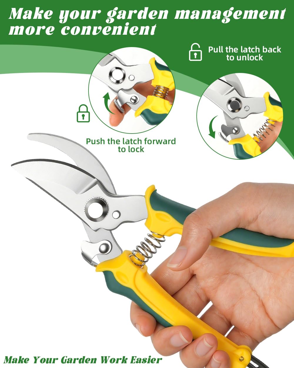 EWPJDK 3 Pack Garden Pruning Shears, Stainless Steel Shears, Gardening Shears, Scissors, Garden Clippers, Pruning Snips, Pruning Shears for Gardening Tools