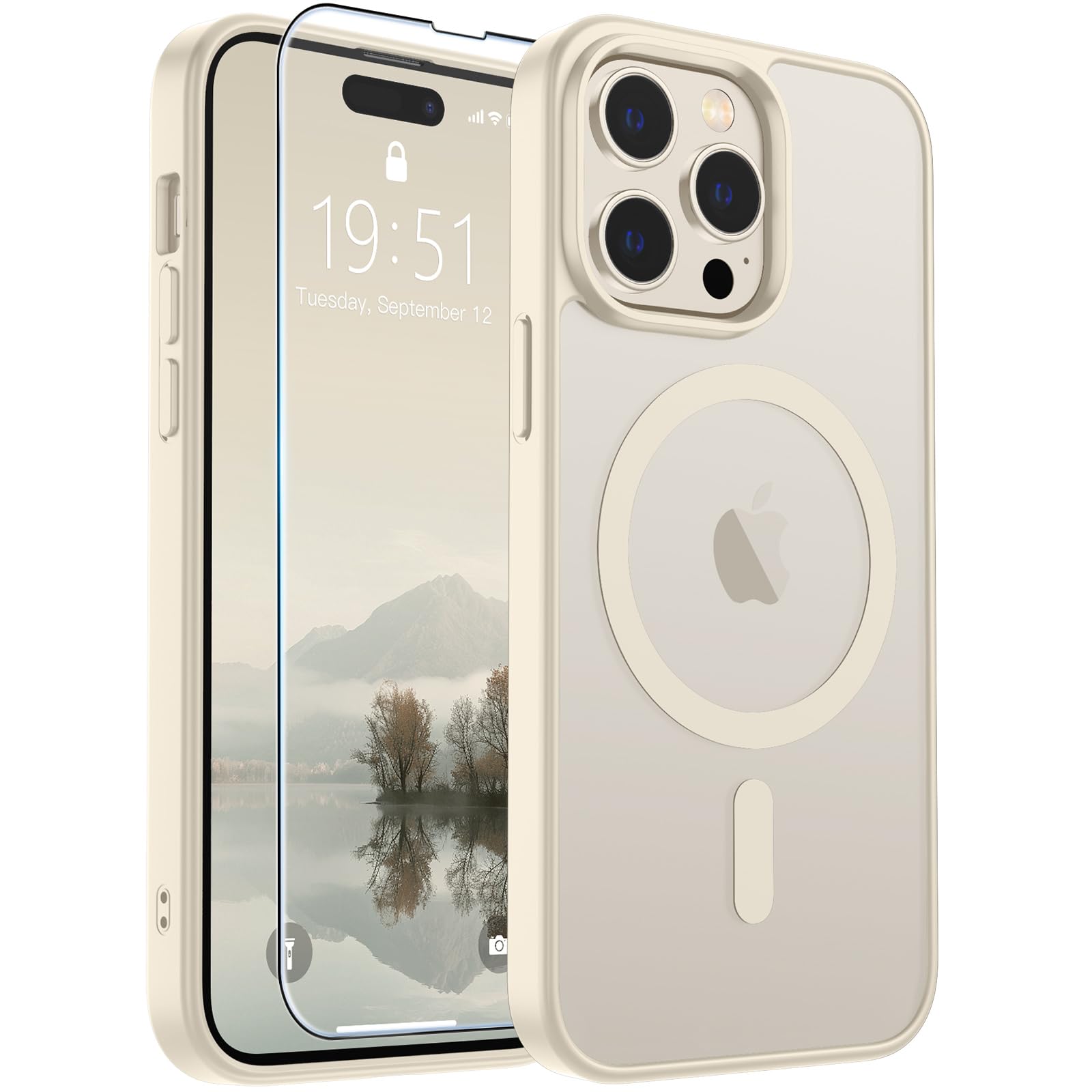 SUPFINE Magnetic for iPhone 17 Pro Max Case with Screen Protector (Compatible with MagSafe)(Military Grade Drop Protection) Translucent Matte Phone Cover,Dark Blue