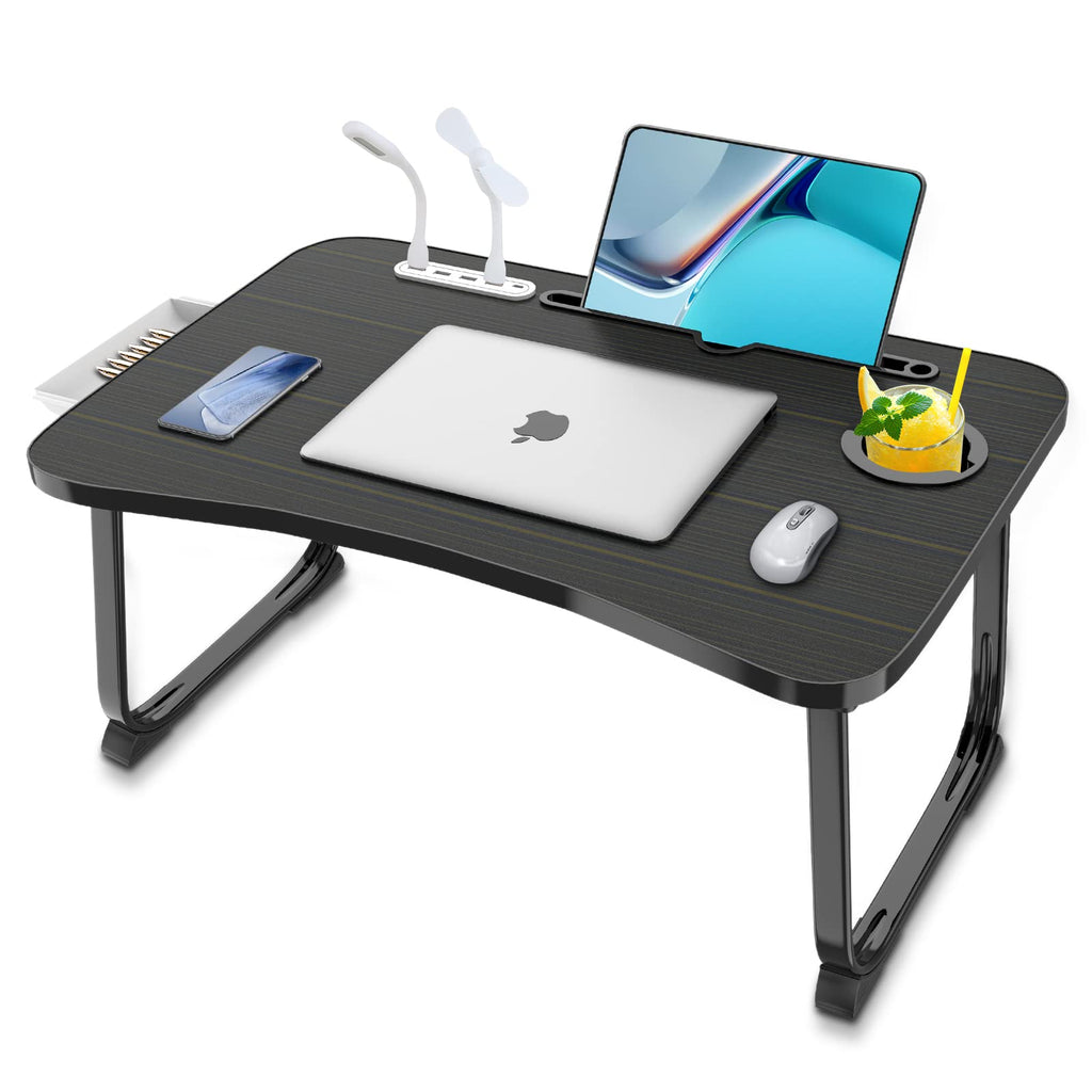 Fayquaze Lap Laptop Desk, Portable Foldable Laptop Bed Table with Storage Drawer and Cup Holder, Lap Desk Lap Bed Stand Tray Table Serving Tray for Eating, Reading and Working