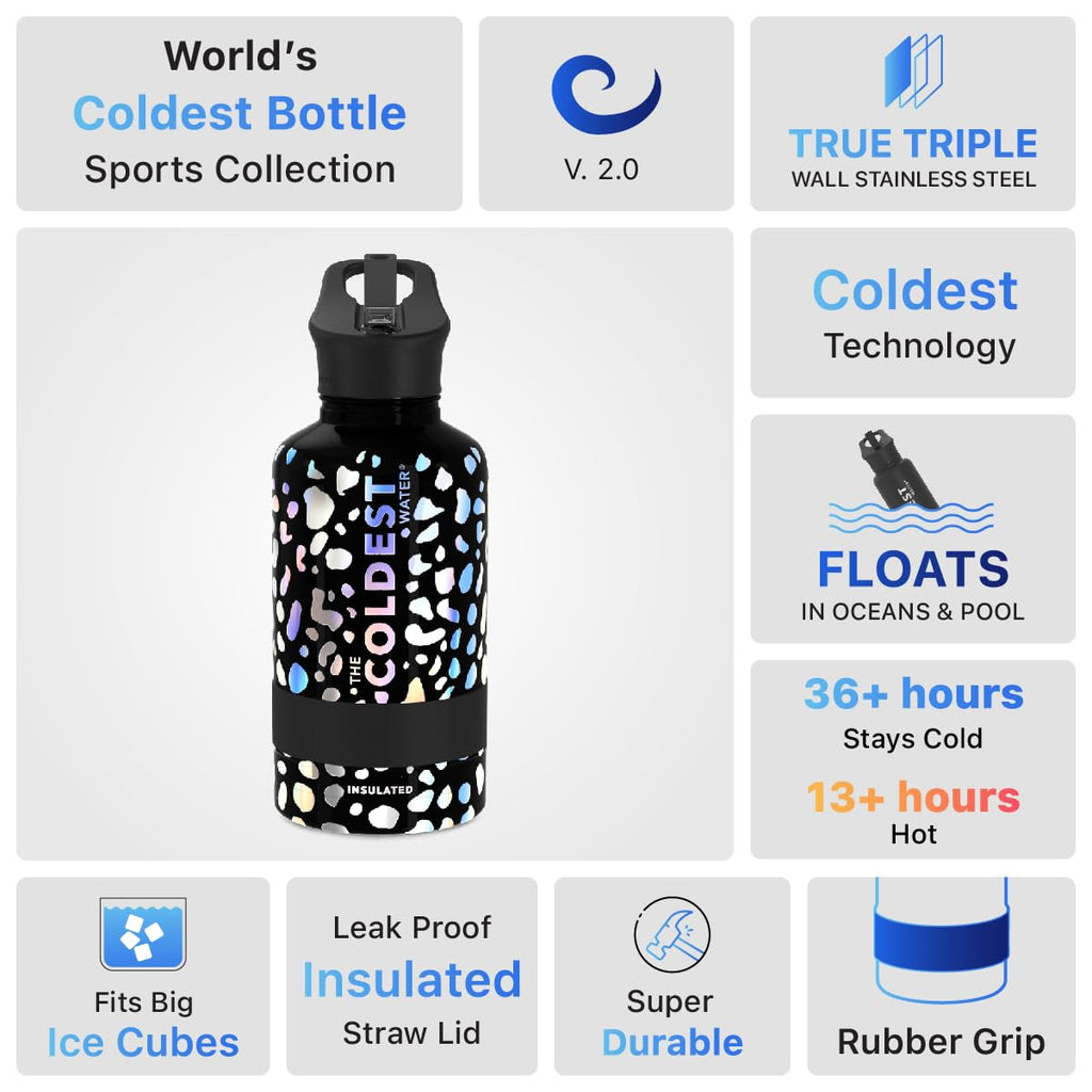 Coldest Insulated Water Bottle with Straw Lid - Stainless Steel Metal Insulated Bottle for Men & Women (Oceanic Green, 32 oz)