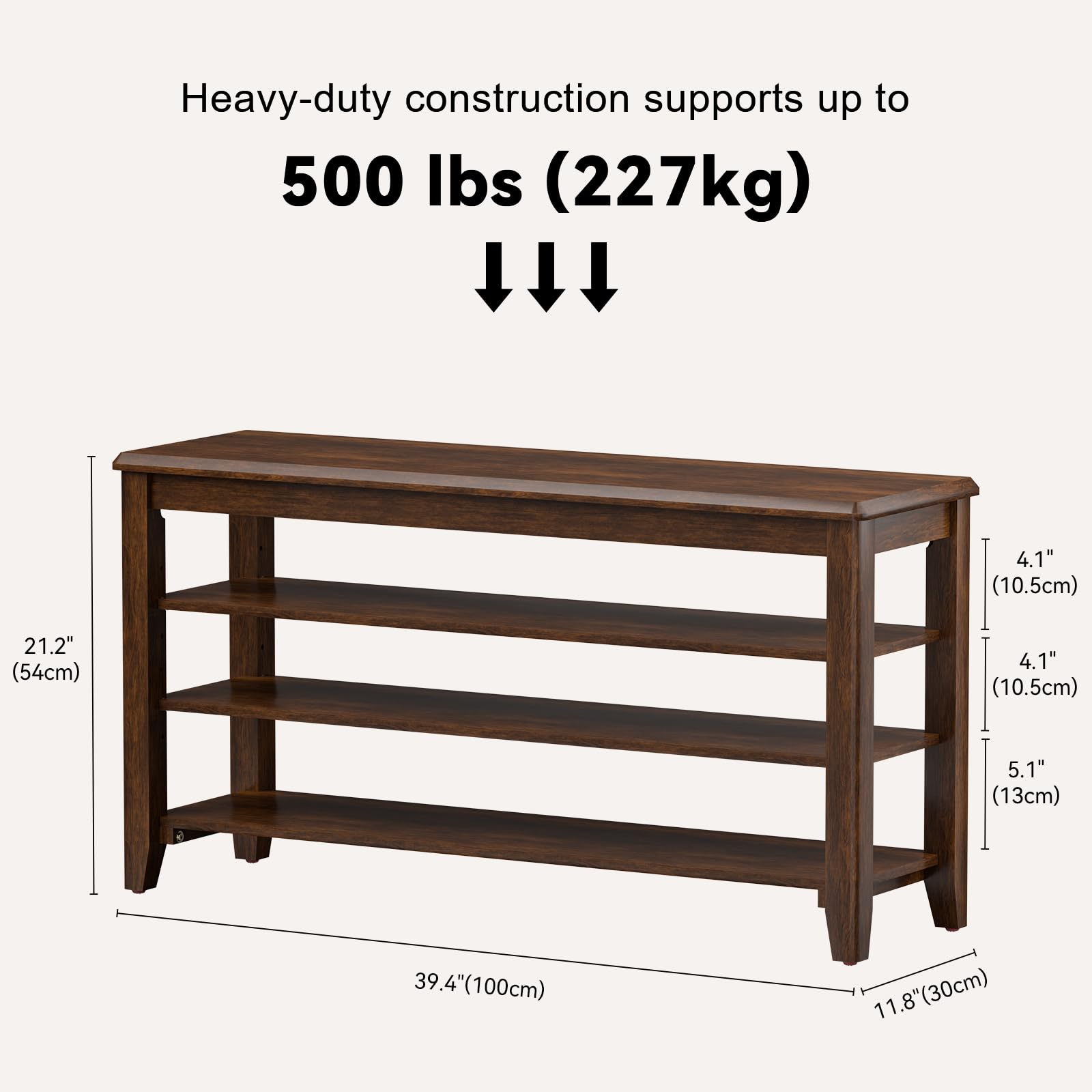 Taitiy Shoe Bench Storage Rubberwood with Leather Cushion for Entryway Bench Ideal for Hallways Shoe Rack Front Doors Entrances Mudrooms Featuring 3 Height-Adjustable and Removable Shelves