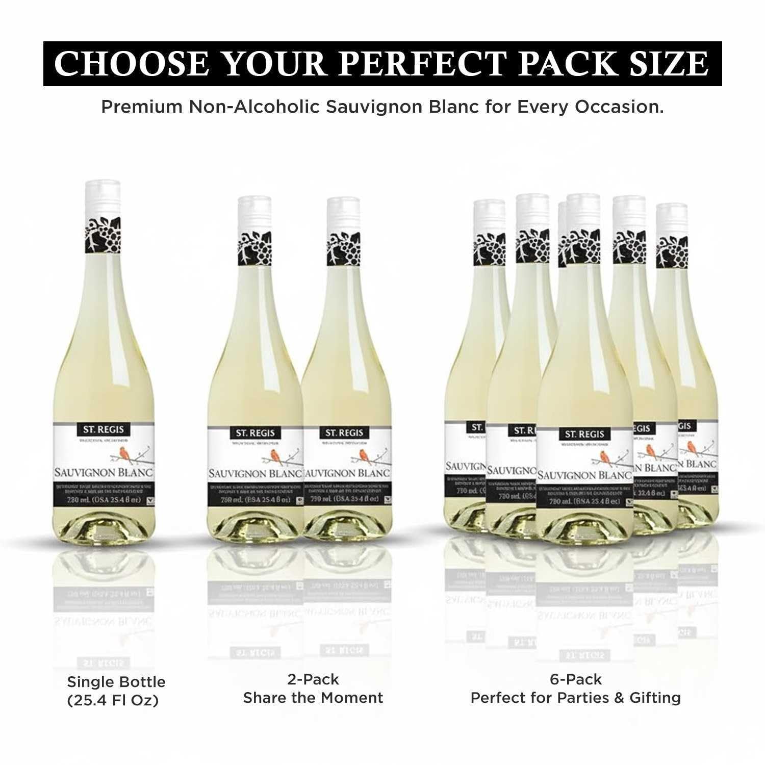 ST. REGIS Non-Alcoholic Cabernet Sauvignon, 25.4 Fl Oz (6 Pack) - Low Calorie, Low Sugar - Fruity & Spicy Rich Flavor from Spain