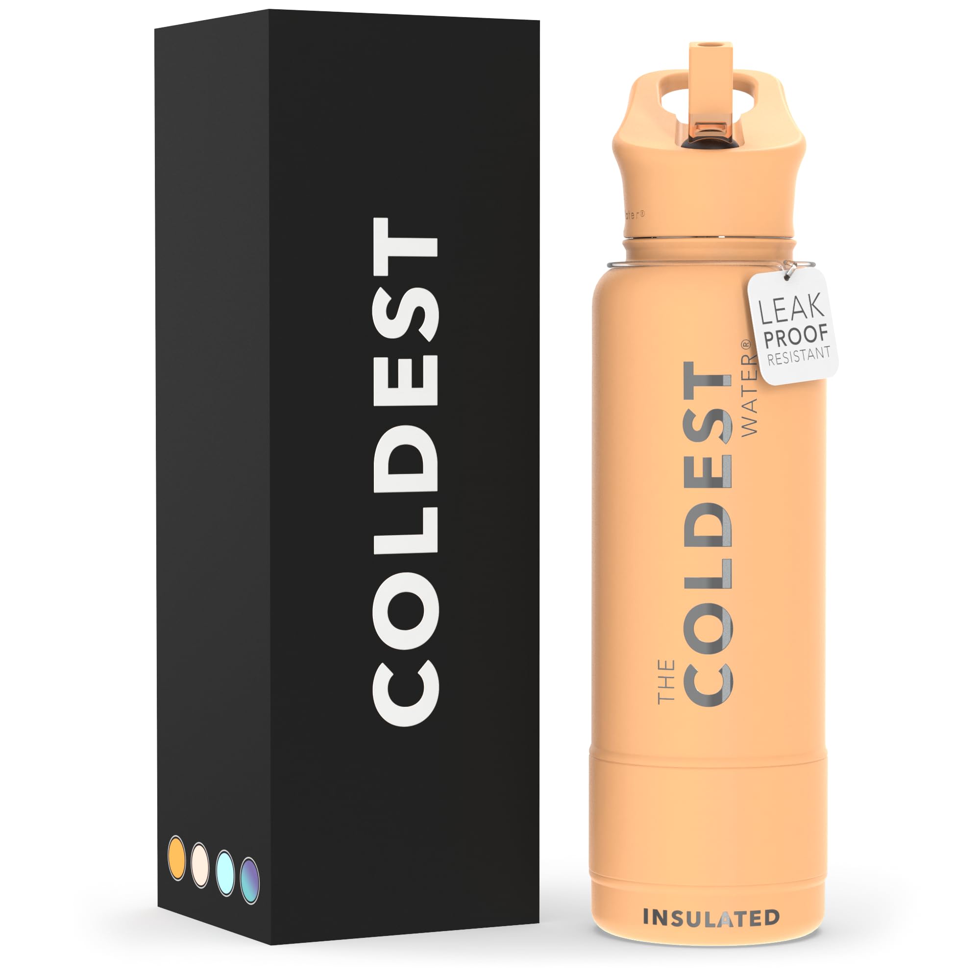 Coldest Insulated Water Bottle with Straw Lid - Stainless Steel Metal Insulated Bottle for Men & Women (Oceanic Green, 32 oz)