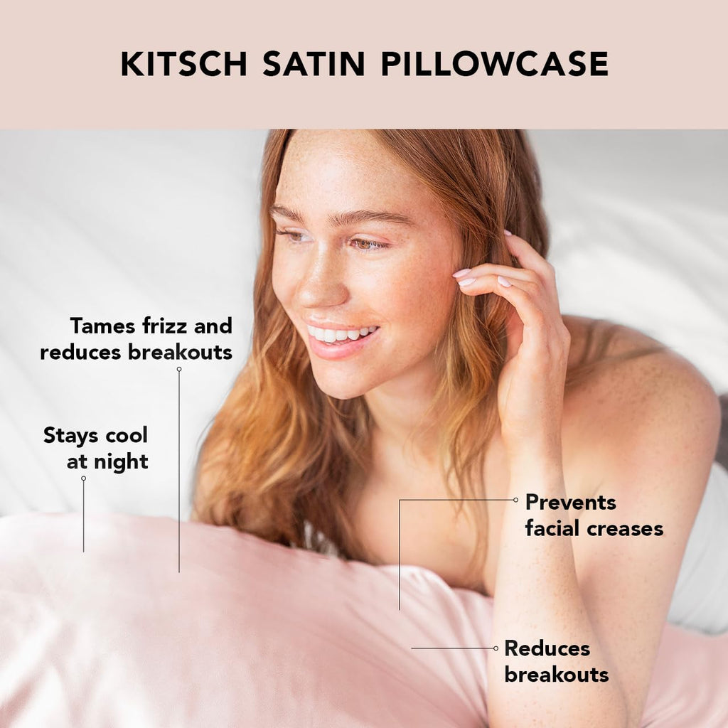 Kitsch Satin Pillowcase with Zipper - Standard Size, Leopard | Softer Than Silk Pillow Cases, Smooth Cooling Satin Pillow Case for Hair and Skin, Wrinkle-Free, Machine Washable