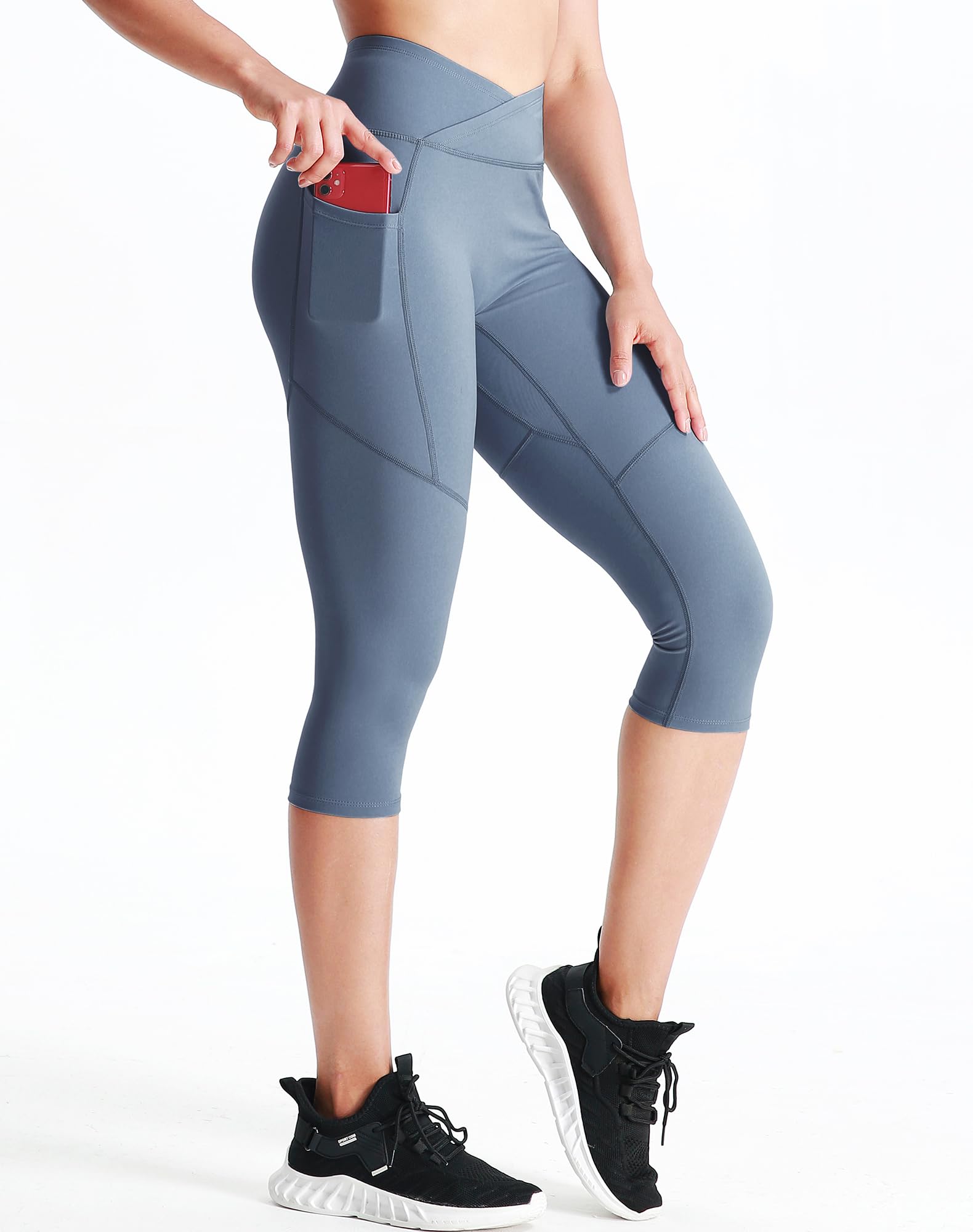 NELEUS Women's Yoga Running Capris Tummy Control High Waist Workout Pants