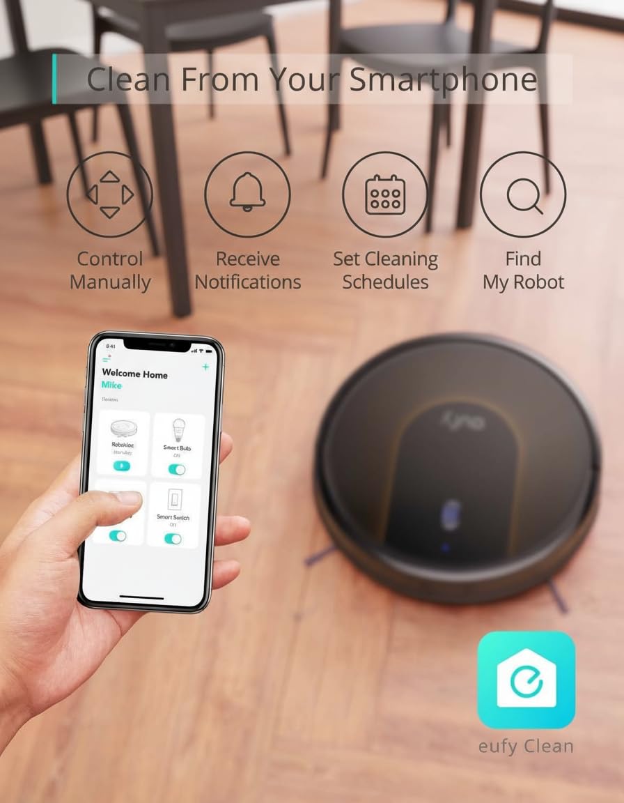 eufy 11S MAX Robot Vacuum Cleaner, Super Thin, Quiet | Self-Charging, Easy to use, Cleans Hard Floors to Medium-Pile Carpets, Black