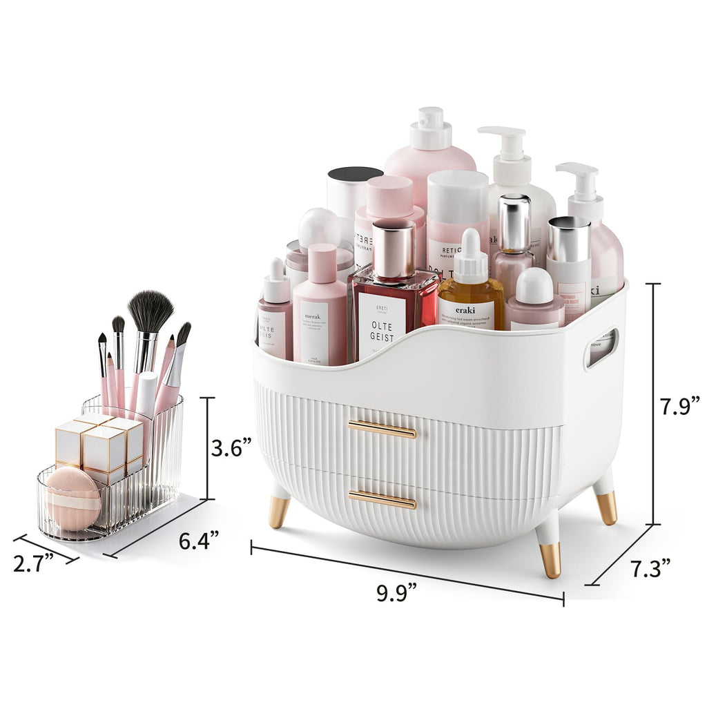 Pajiriona Makeup Organizer with Drawers, Green Skincare Organizer for Vanity, Storage Box with Handle, Large Cosmetic Display Case for Dresser, Bathroom Countertop