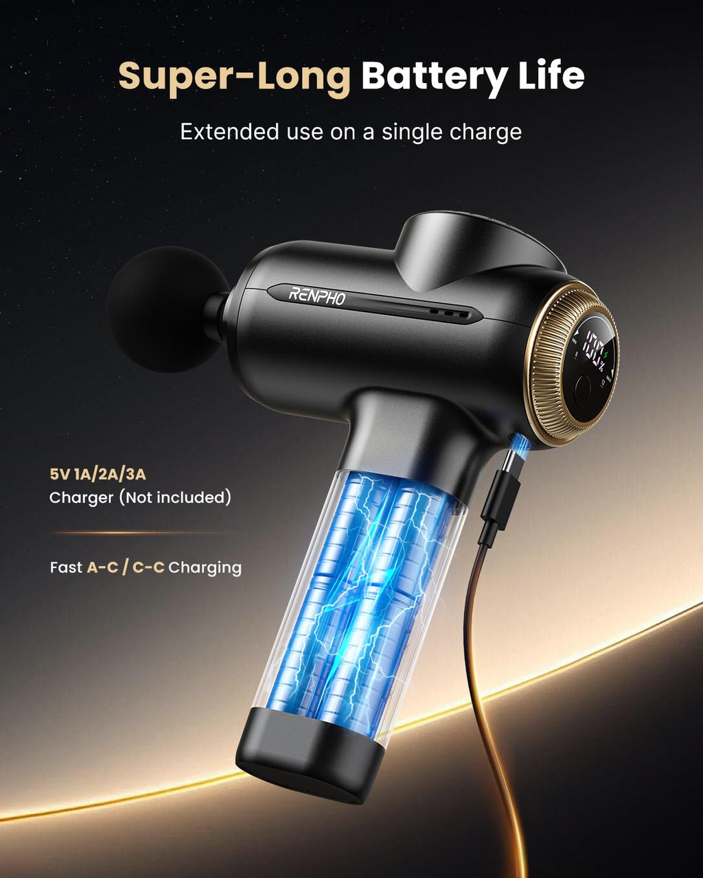 RENPHO Active Thermacool 2 Massage Gun with Heat and Cold, VA Display | Handheld 10mm Deep Tissue Massager for Neck, Back, Muscle Comfort, FSA Eligible Gift for Men, Athletes, Women, HSA