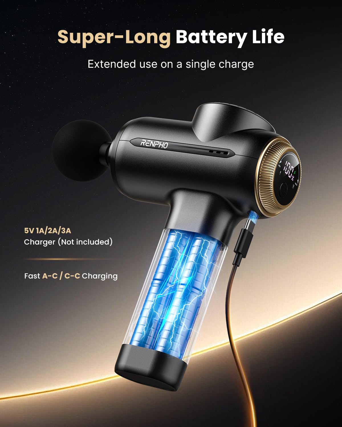 RENPHO Active Thermacool 2 Massage Gun with Heat and Cold, VA Display | Handheld 10mm Deep Tissue Massager for Neck, Back, Muscle Comfort, FSA Eligible Gift for Men, Athletes, Women, HSA