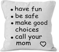 HIWX College Dorm Decor,Funny Have Fun Be Safe Make Good Choices Call Your Mom Decorative 18 x 18 Throw Pillow Cover,Call Your Mom Pillow,Throw Pillows for Dorm Bed Room Student Decor Pillowcase