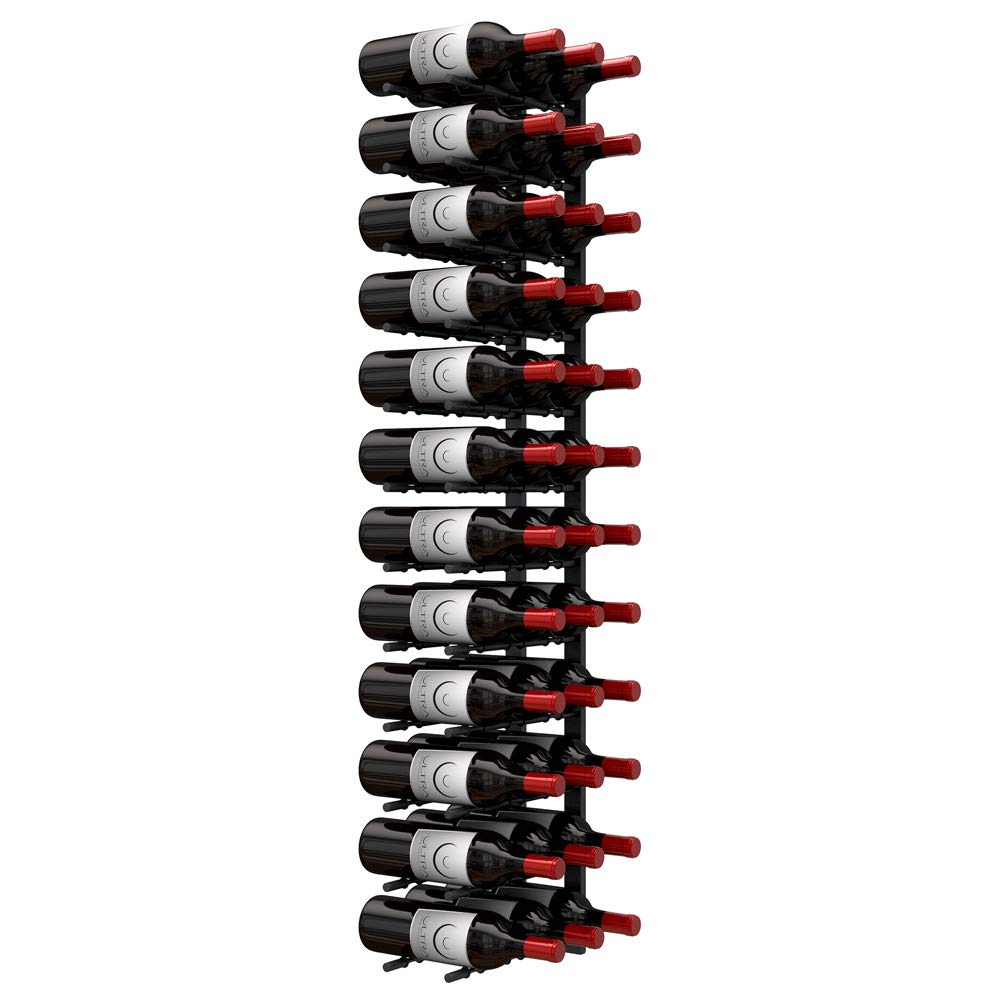 Ultra Wine Racks Wall Mounted Label-Out Wine Racks (4 Foot 2 Deep, Matte Black, 24 Wine Bottles) - Modern Metal Wine Storage, Modular Design for Home Bar, Kitchen, Dining Rooms, & Wine Cellars