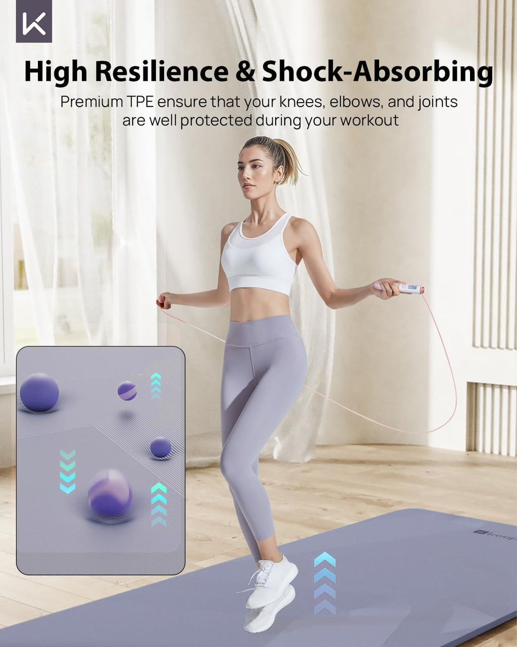 KEEP Extra Wide Yoga Mat, 7mm Thick 72" x 32" Exercise Mat | 7mm thick Extra wide yoga mat with carry strap for home workout, yoga, exercise and Pilates