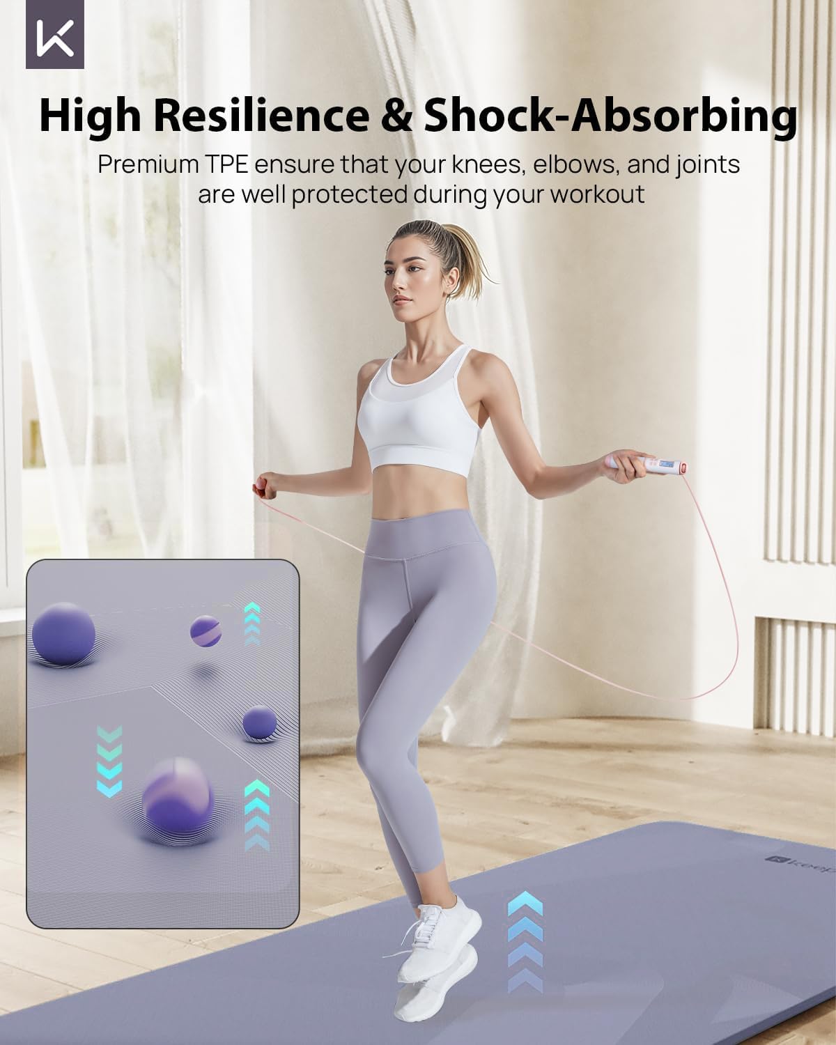 KEEP Extra Wide Yoga Mat, 7mm Thick 72" x 32" Exercise Mat | 7mm thick Extra wide yoga mat with carry strap for home workout, yoga, exercise and Pilates