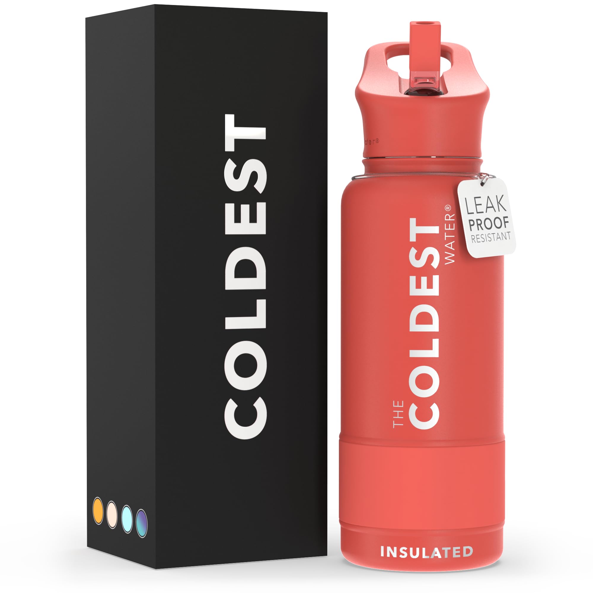 Coldest Insulated Water Bottle with Straw Lid - Stainless Steel Metal Insulated Bottle for Men & Women (Oceanic Green, 32 oz)