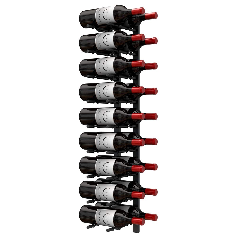 Ultra Wine Racks Wall Mounted Label-Out Wine Racks (4 Foot 2 Deep, Matte Black, 24 Wine Bottles) - Modern Metal Wine Storage, Modular Design for Home Bar, Kitchen, Dining Rooms, & Wine Cellars