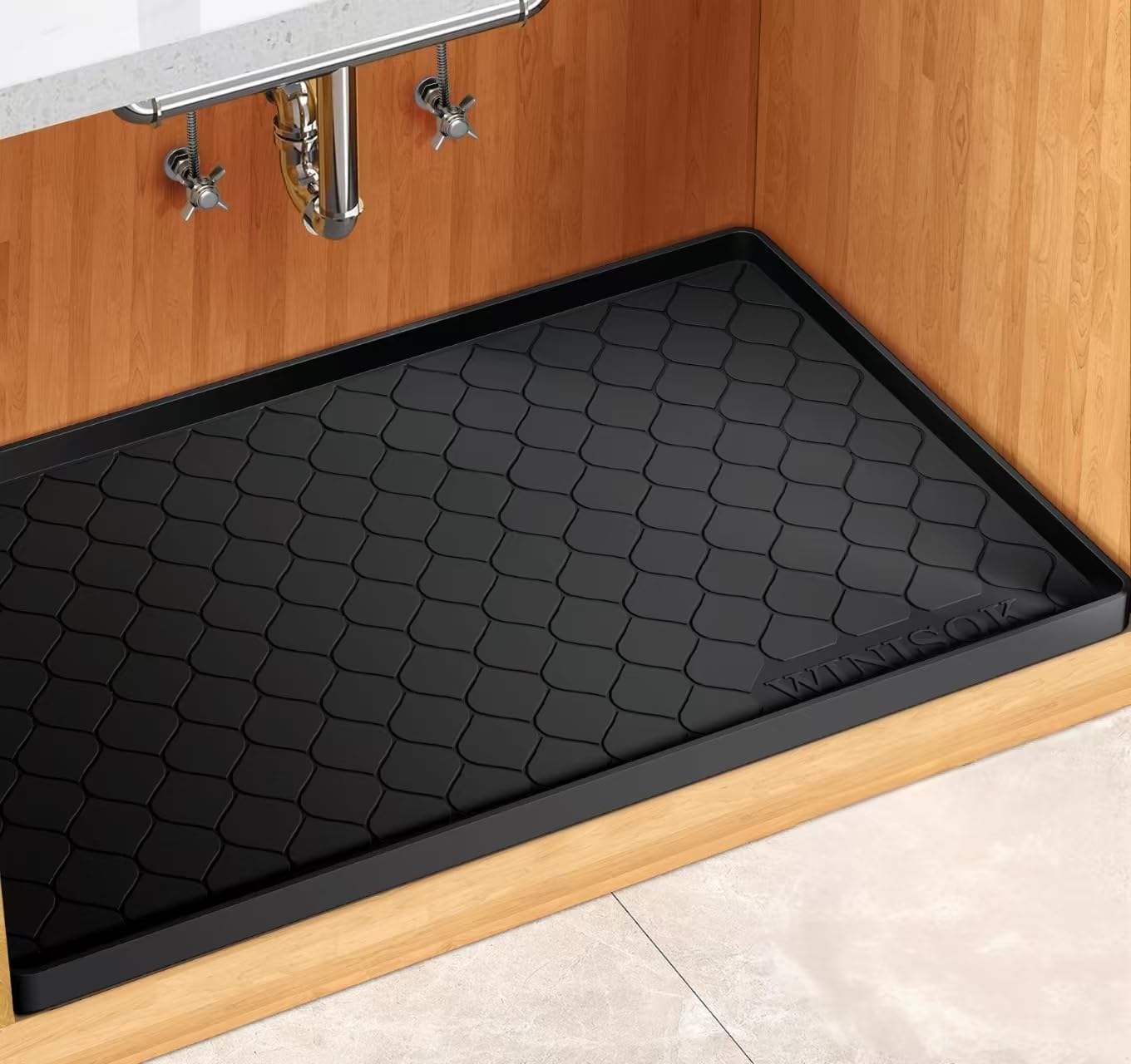 Winisok Silicone Under Sink Mat 34" x 22", Kitchen Essentials and Gadgets, Shelf Liner and Cabinet Protector, Home Organizers and Storage, Waterproof Bathroom Tray