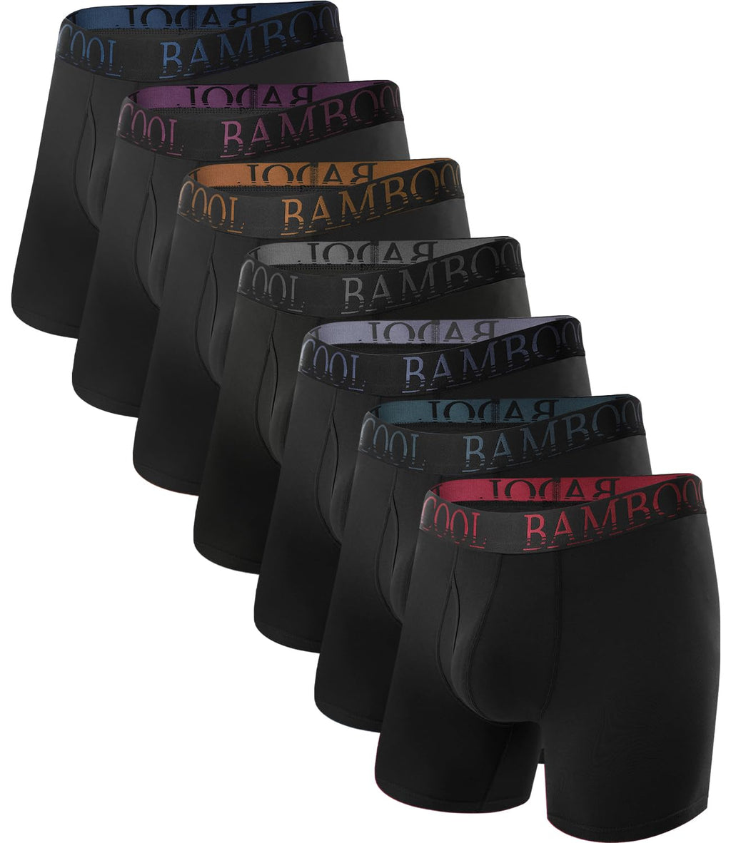 BAMBOO COOL Men's Ultra ComfortSoft Underwear, Moisture Wicking & Breathable No Ride Up Boxer Briefs with Fly, Multipack