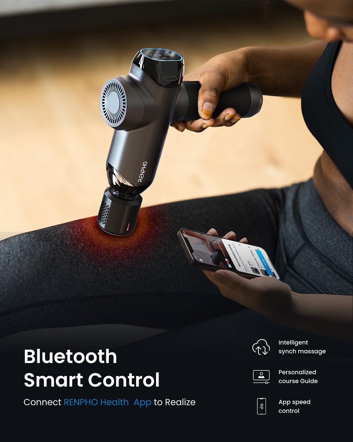RENPHO Active Thermacool 2 Massage Gun with Heat and Cold, VA Display | Handheld 10mm Deep Tissue Massager for Neck, Back, Muscle Comfort, FSA Eligible Gift for Men, Athletes, Women, HSA