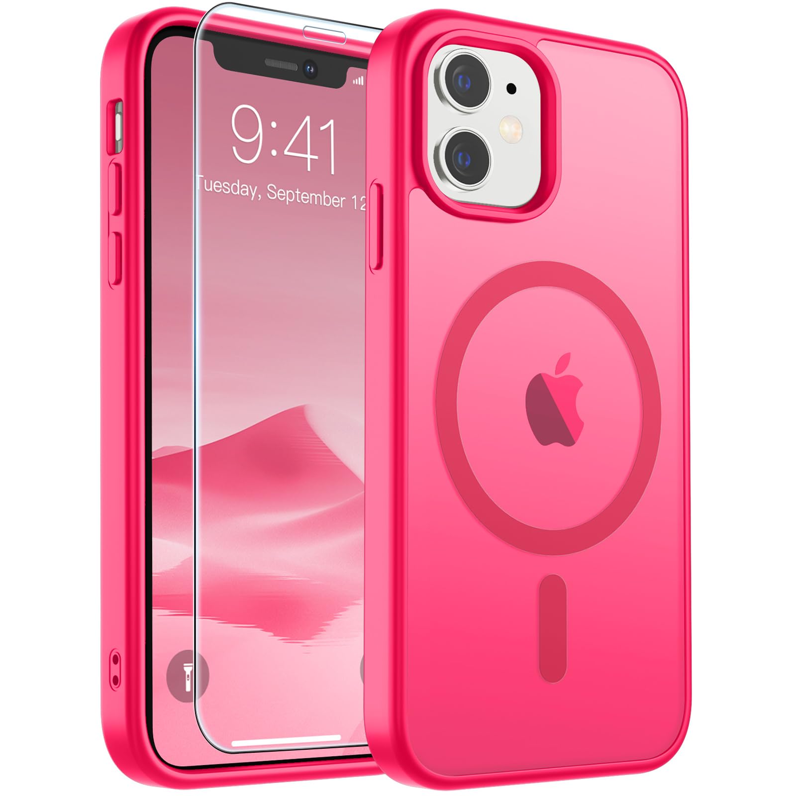 SUPFINE Magnetic for iPhone 17 Pro Max Case with Screen Protector (Compatible with MagSafe)(Military Grade Drop Protection) Translucent Matte Phone Cover,Dark Blue