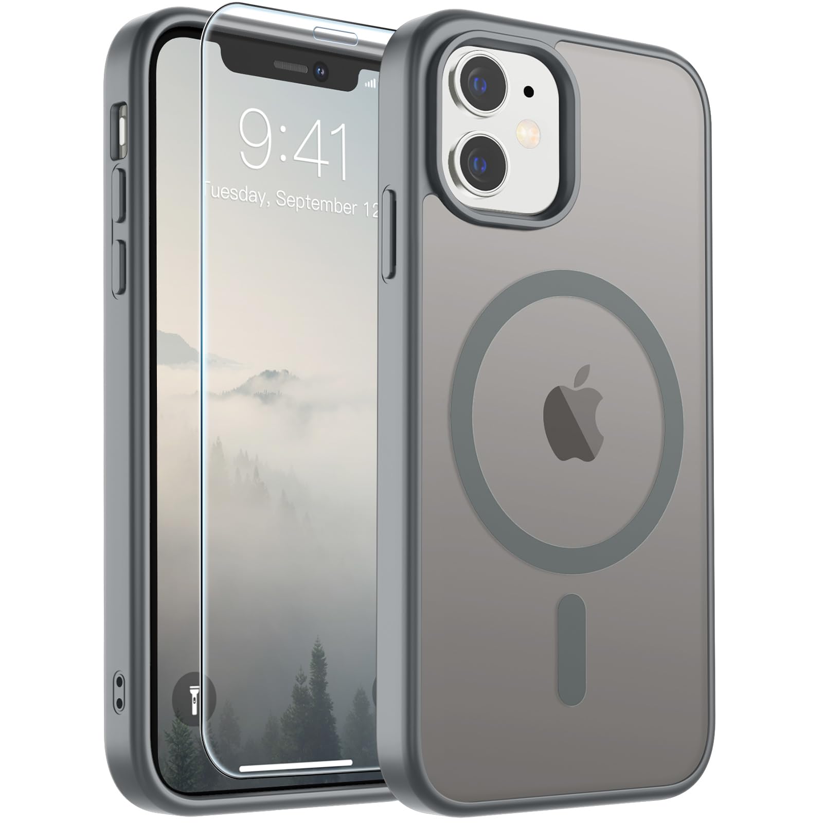 SUPFINE Magnetic for iPhone 17 Pro Max Case with Screen Protector (Compatible with MagSafe)(Military Grade Drop Protection) Translucent Matte Phone Cover,Dark Blue