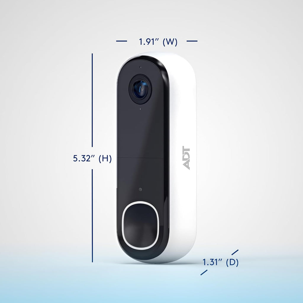 ADT Blu Doorbell Camera Kit, DIY Home Security System with 2K HD Smart Video Doorbell, 180 Degree View, Wireless, Night Vision, Weather Resistant, Door/Window Sensors, ADT+ App Control