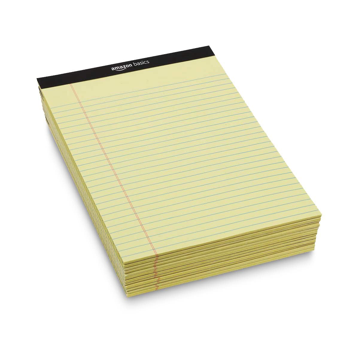 Amazon Basics Narrow Ruled Writing Pads, Perforated, 5" x 8", Multicolor, 6-Pack of 50 Sheets