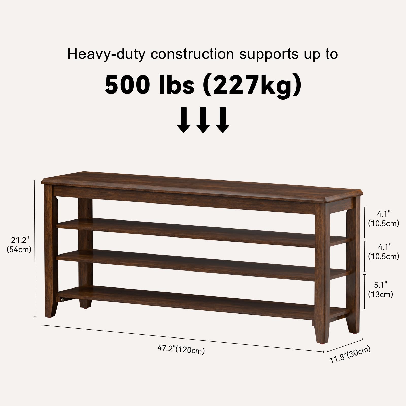 Taitiy Shoe Bench Storage Rubberwood with Leather Cushion for Entryway Bench Ideal for Hallways Shoe Rack Front Doors Entrances Mudrooms Featuring 3 Height-Adjustable and Removable Shelves