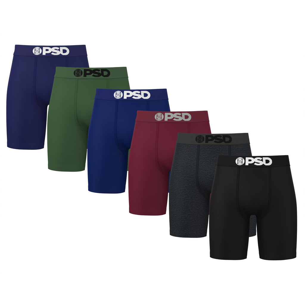 PSD Underwear Mens Boxer Briefs - 3 & 6 Pack, Mid & Standard Length, Soft & Breathable Boxer Briefs for Men