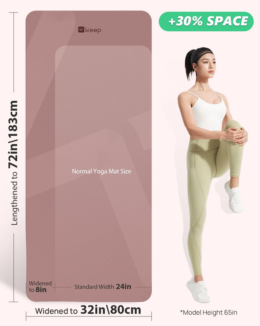 KEEP Extra Wide Yoga Mat, 7mm Thick 72" x 32" Exercise Mat | 7mm thick Extra wide yoga mat with carry strap for home workout, yoga, exercise and Pilates