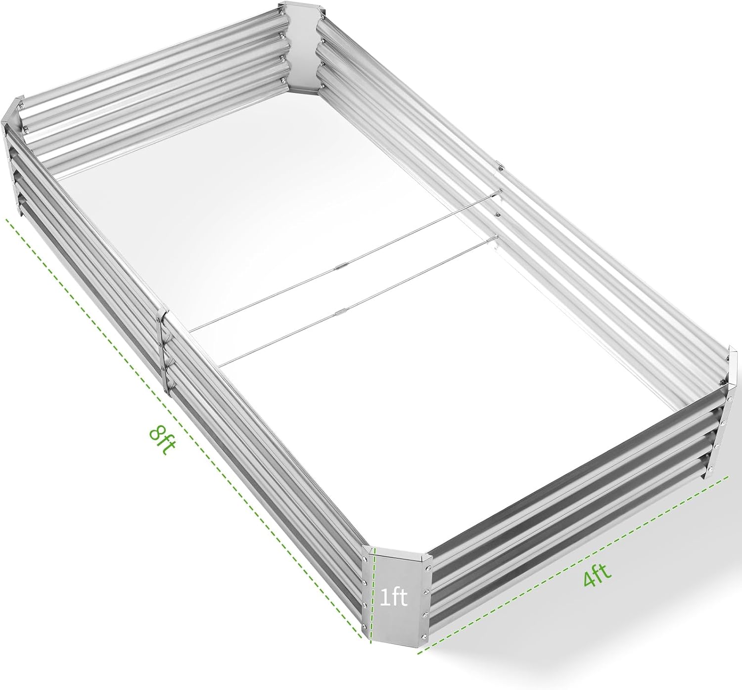 Land Guard 3 Pack 8×4×1ft Galvanized Metal Raised Garden Bed, Metal Planter Kit Box Outdoor for Deep-Rooted Vegetables, Flowers, Green and Herbs, Silver