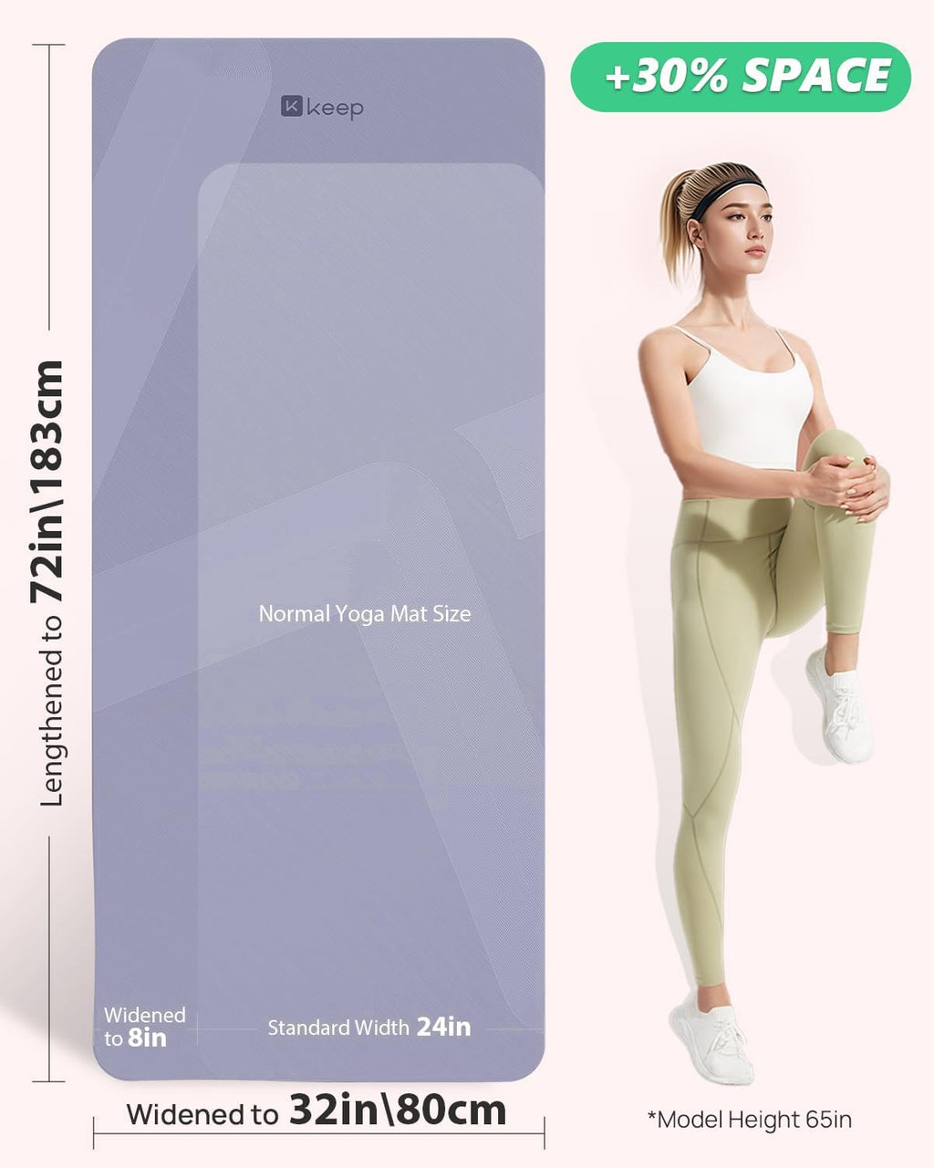 KEEP Extra Wide Yoga Mat, 7mm Thick 72" x 32" Exercise Mat | 7mm thick Extra wide yoga mat with carry strap for home workout, yoga, exercise and Pilates