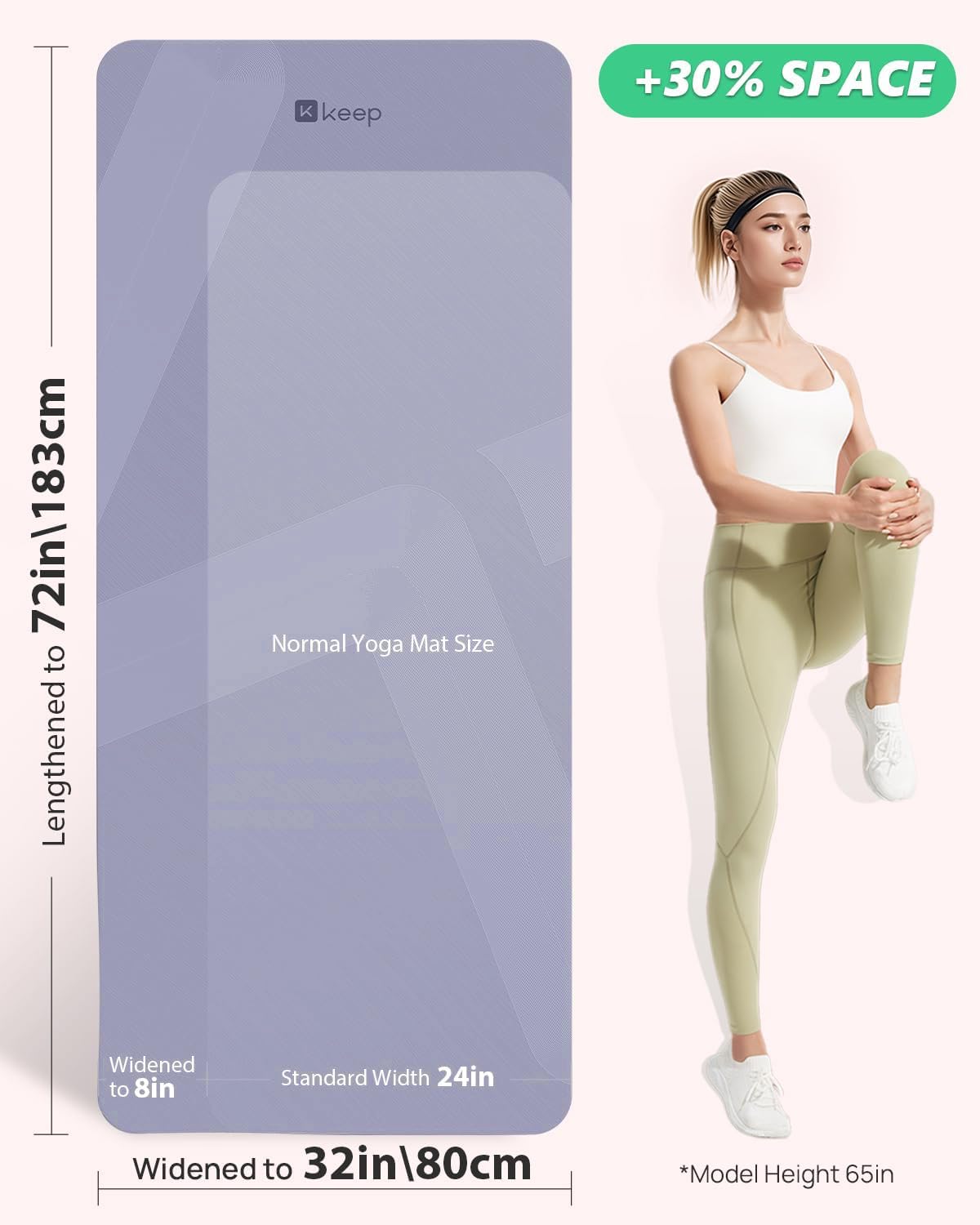 KEEP Extra Wide Yoga Mat, 7mm Thick 72" x 32" Exercise Mat | 7mm thick Extra wide yoga mat with carry strap for home workout, yoga, exercise and Pilates
