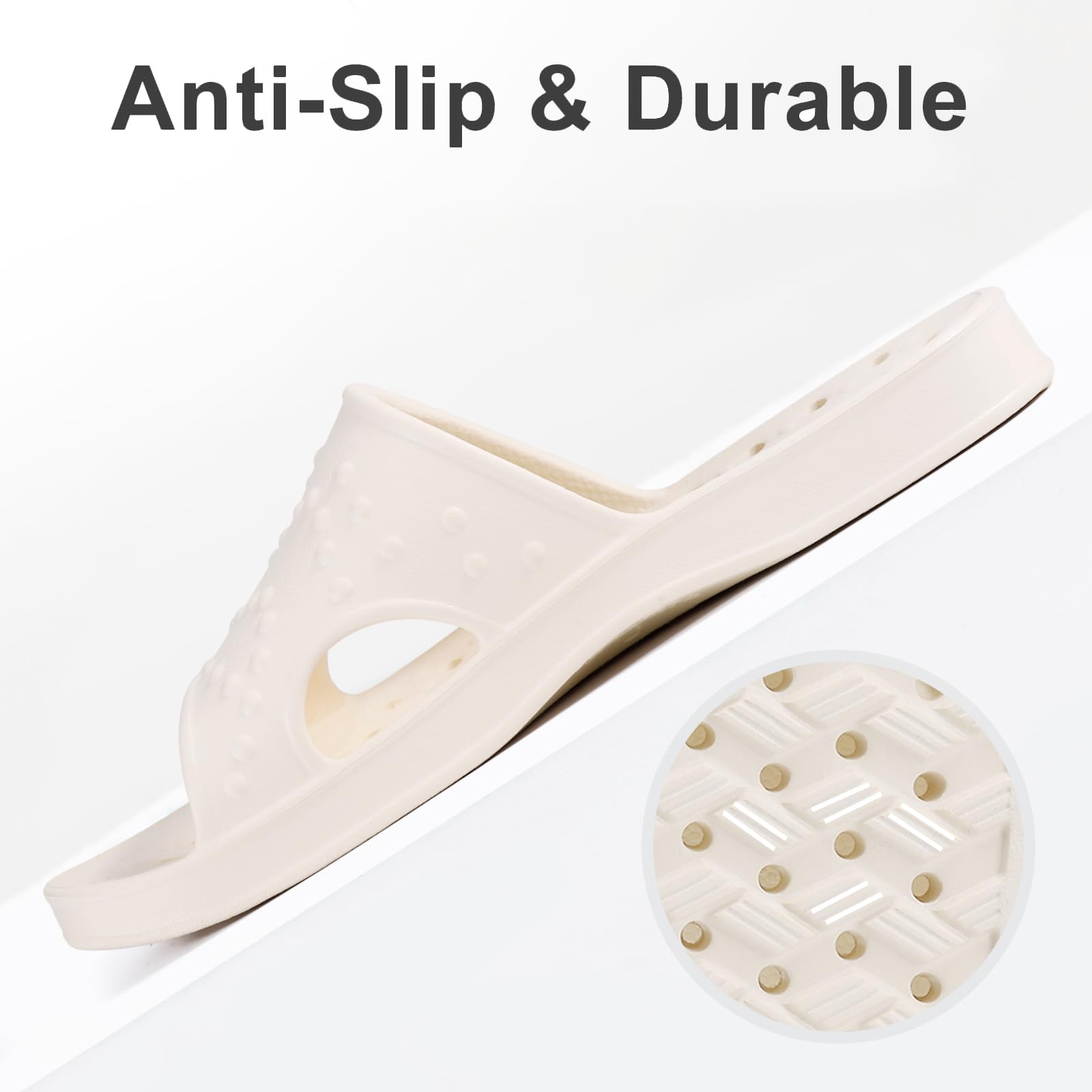 shevalues Shower Shoes for Women Men with Arch Support Quick Drying Pool Slides Lightweight Beach Sandals with Drain Holes