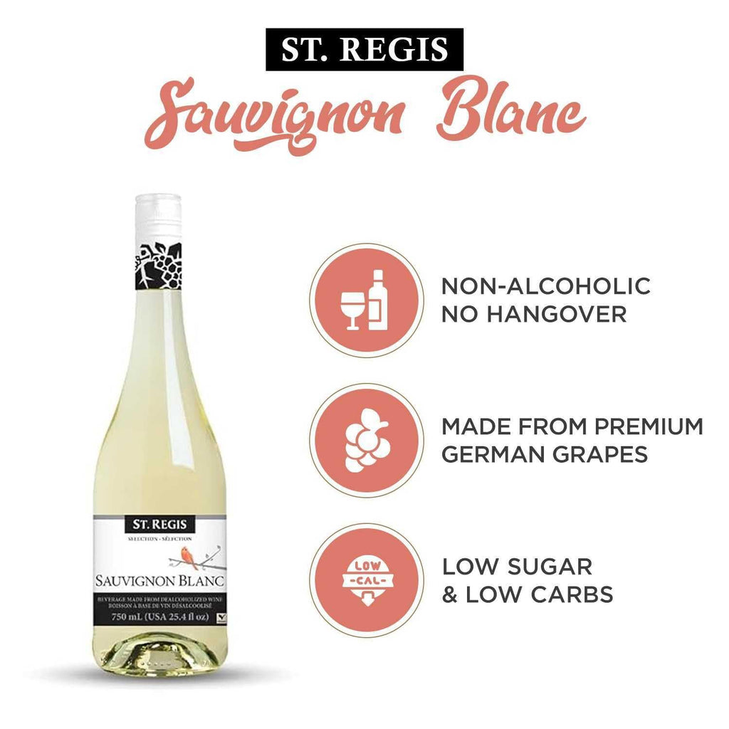 ST. REGIS Non-Alcoholic Cabernet Sauvignon, 25.4 Fl Oz (6 Pack) - Low Calorie, Low Sugar - Fruity & Spicy Rich Flavor from Spain