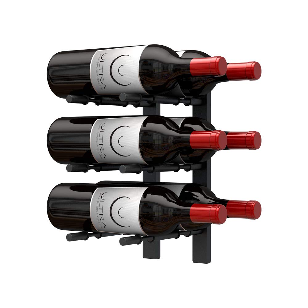 Ultra Wine Racks Wall Mounted Label-Out Wine Racks (4 Foot 2 Deep, Matte Black, 24 Wine Bottles) - Modern Metal Wine Storage, Modular Design for Home Bar, Kitchen, Dining Rooms, & Wine Cellars