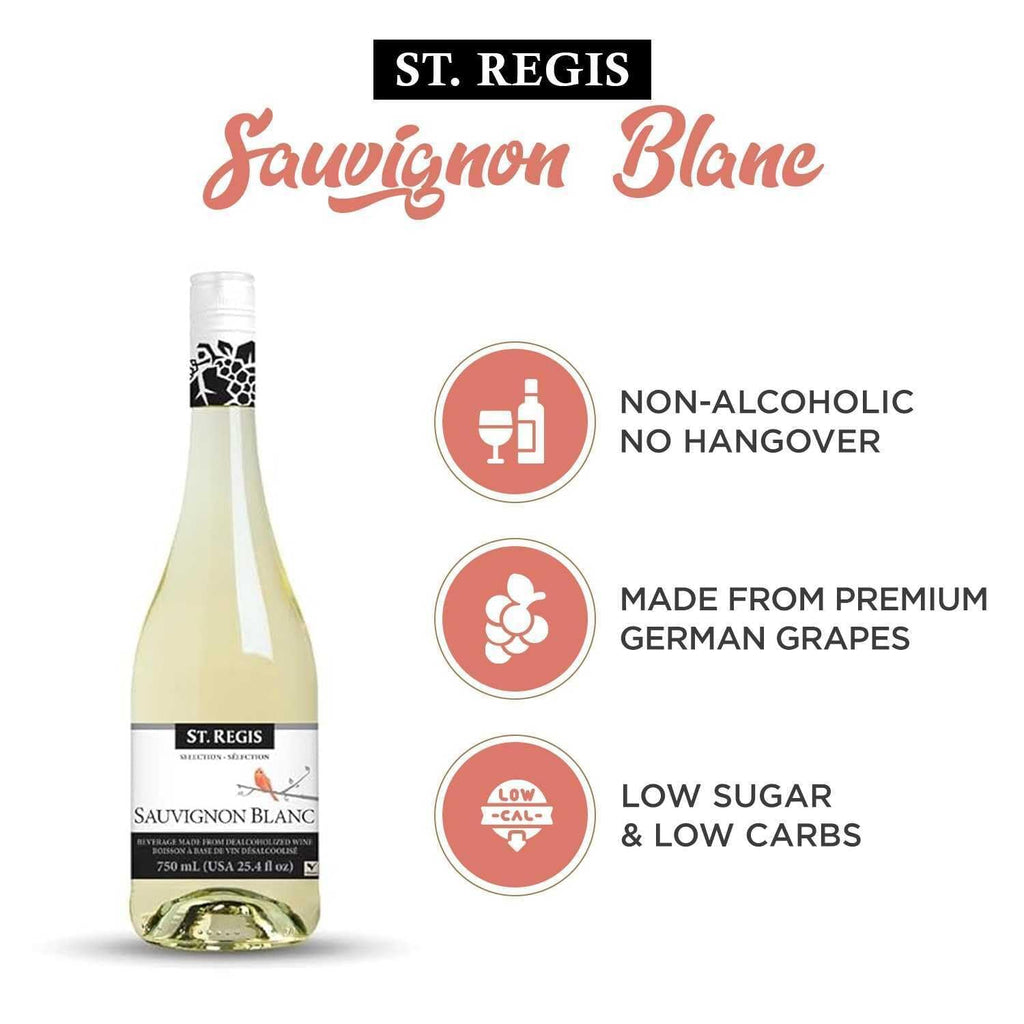 ST. REGIS Non-Alcoholic Cabernet Sauvignon, 25.4 Fl Oz (6 Pack) - Low Calorie, Low Sugar - Fruity & Spicy Rich Flavor from Spain