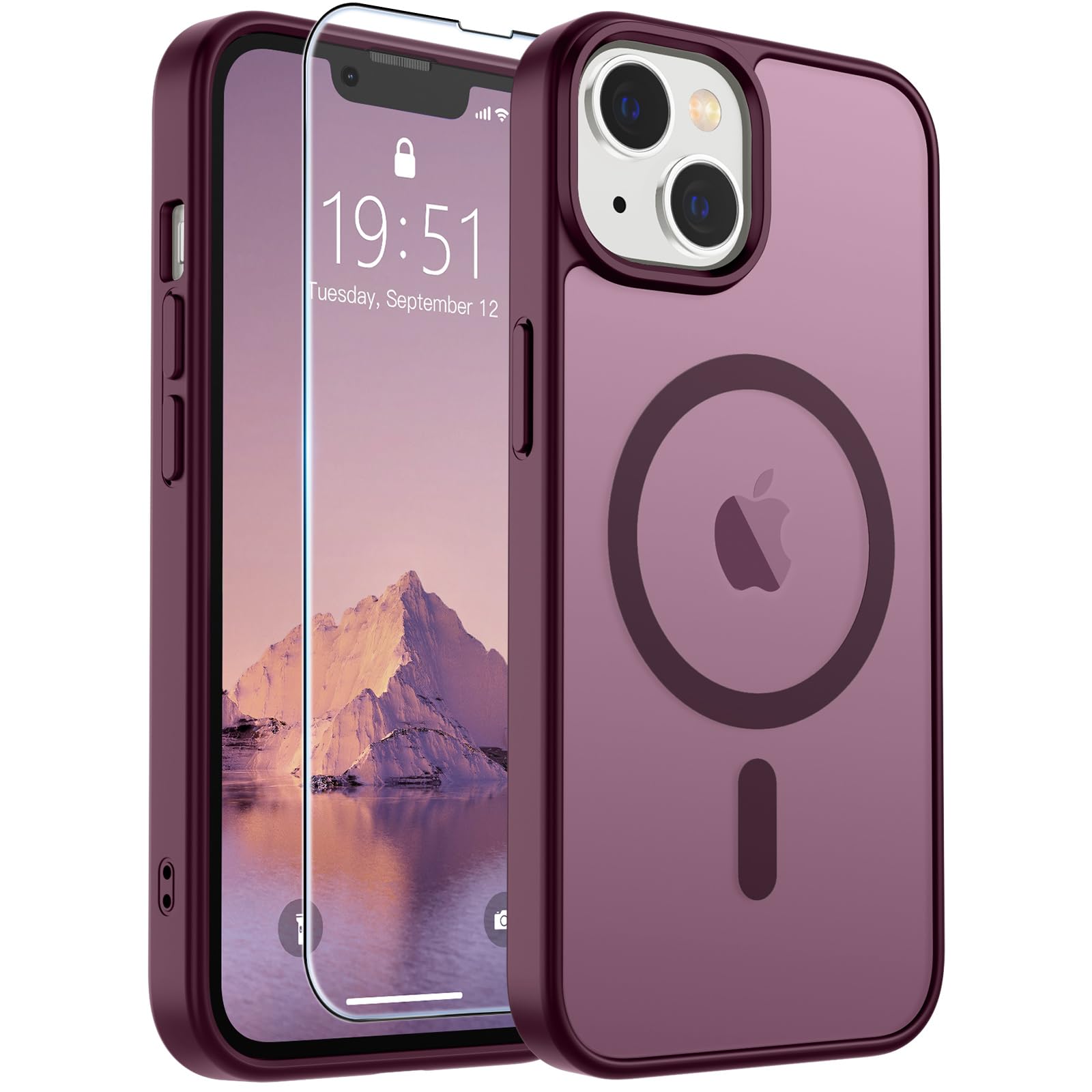 SUPFINE Magnetic for iPhone 17 Pro Max Case with Screen Protector (Compatible with MagSafe)(Military Grade Drop Protection) Translucent Matte Phone Cover,Dark Blue