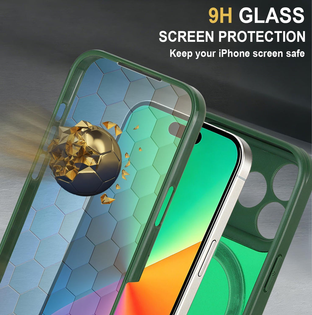 for iPhone 17 Pro Max Case Compatible with MagSafe Full-Body Magnetic Phone Case with Built-in Tempered Glass Screen Protector& Stand for iPhone17 Pro Max Cover, Orange