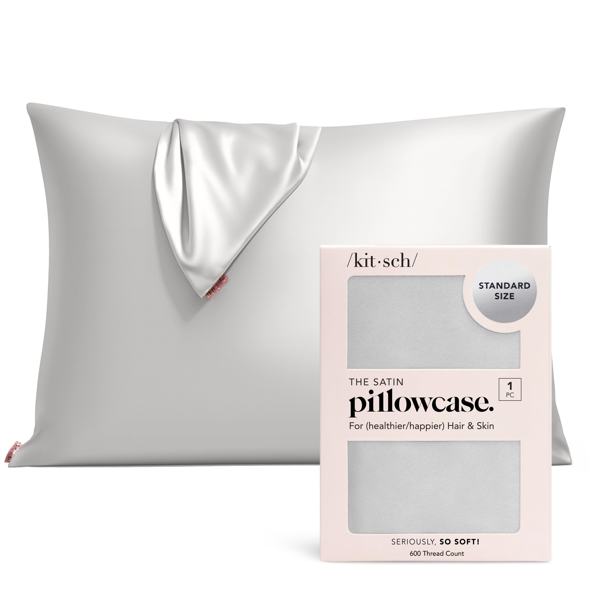 Kitsch Satin Pillowcase with Zipper - Standard Size, Leopard | Softer Than Silk Pillow Cases, Smooth Cooling Satin Pillow Case for Hair and Skin, Wrinkle-Free, Machine Washable