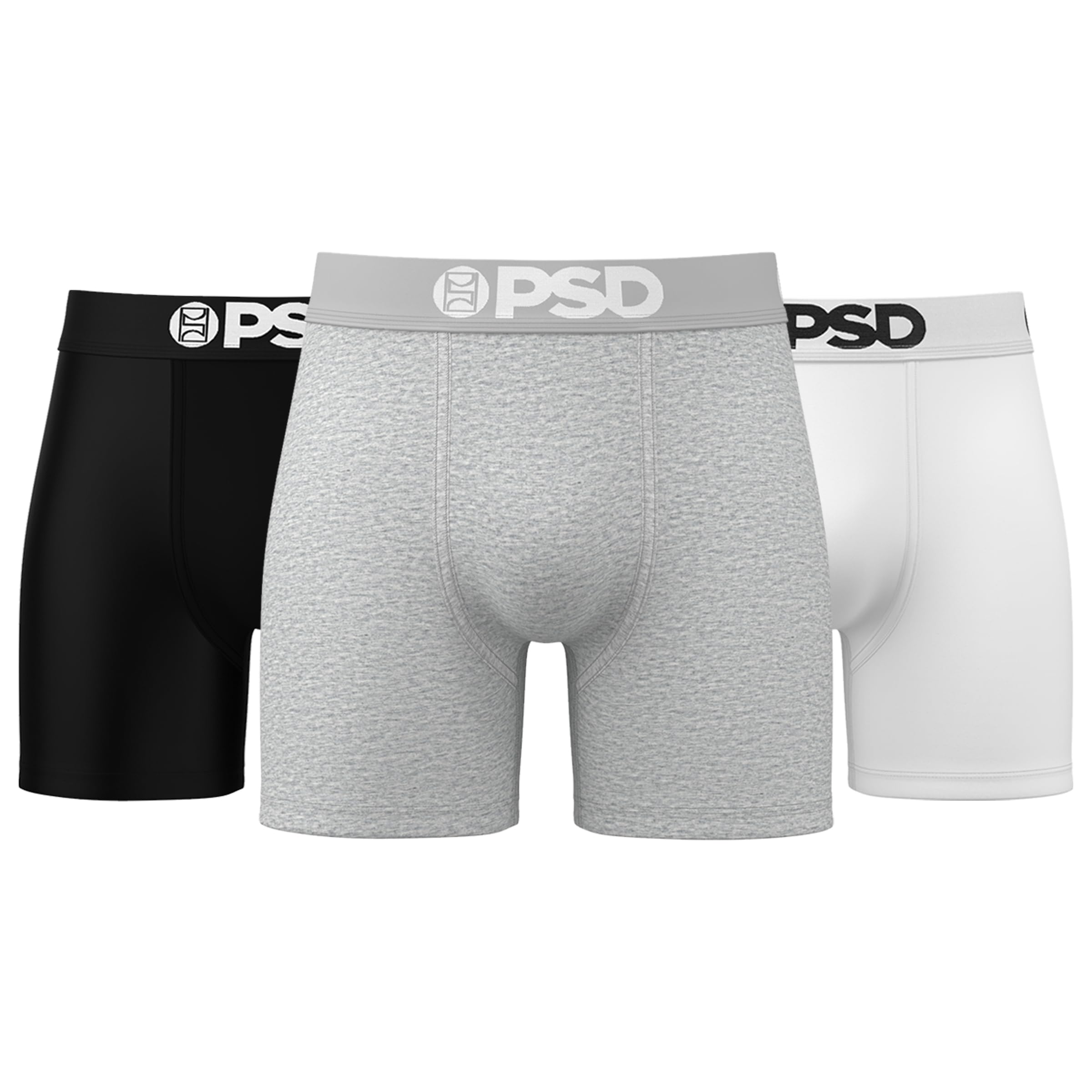 PSD Underwear Mens Boxer Briefs - 3 & 6 Pack, Mid & Standard Length, Soft & Breathable Boxer Briefs for Men
