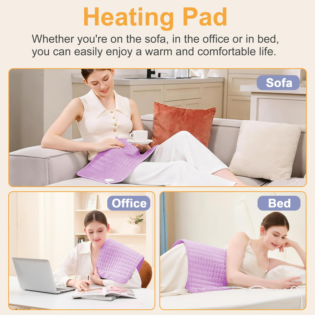 Heating Pad,Heated Blanket,Heating Pad for Back Neck,Silvergray,24x12In | Electric Heating Pad,Dry/Moist Heat Heating Pads,Heating Pads for Shoulder,Abdomen,Knee,Heat Pad for Women Men,Birthday Gift