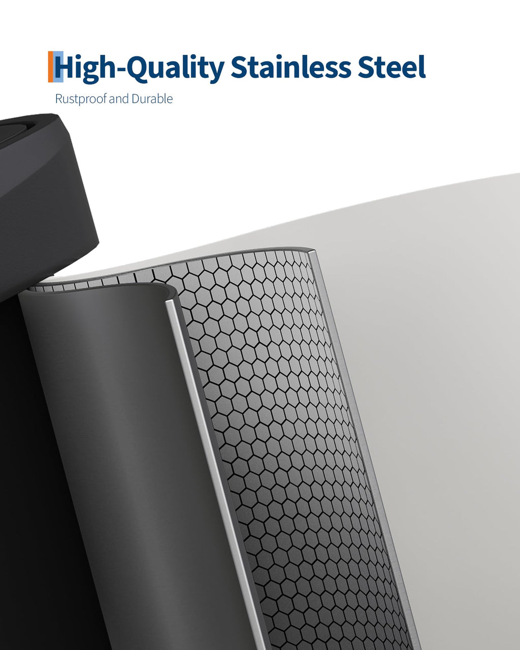 Garvee 13 gal / 50 L Stainless Steel Trash Can with Lid, Large Garbage Can for Kitchen, Rustproof Step-on Kitchen Metal Trash Bin with Liner Rim, Rear Handle, Soft Close Plastic Lid, Silver