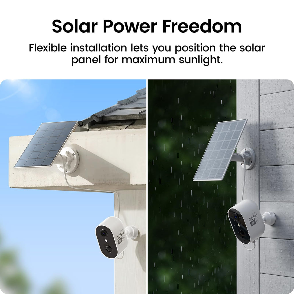 aosu Solar Security Cameras Wireless Outdoor, 2K HD Home Security Camera System, PIR + AI Human Detection, Color Night Vision, Easy to Set Up, Local Storage, No Subscription Required, 4-Cam Kit