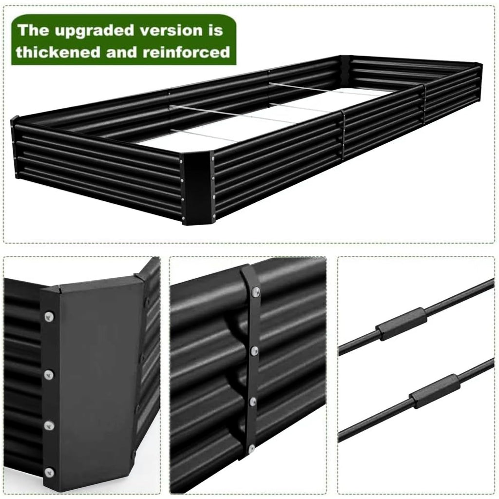 Land Guard 3 Pack 8×4×1ft Galvanized Metal Raised Garden Bed, Metal Planter Kit Box Outdoor for Deep-Rooted Vegetables, Flowers, Green and Herbs, Silver