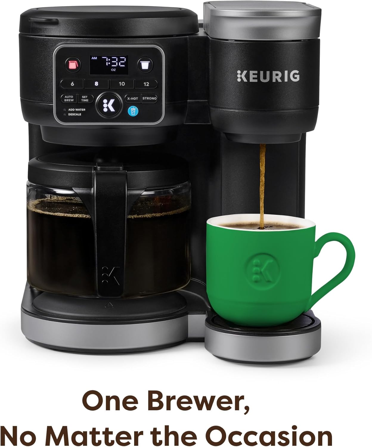 Keurig K-Duo Hot & Iced Single Serve & Carafe Coffee Maker, MultiStream Technology, 72oz Reservoir (Gen 2) | Multistream Tech, Brews K-Cup Pods and Grounds, Brew-over-Ice, Strong and Extra Hot, 6-12 Oz Cups, 6-12 Cup Carafe