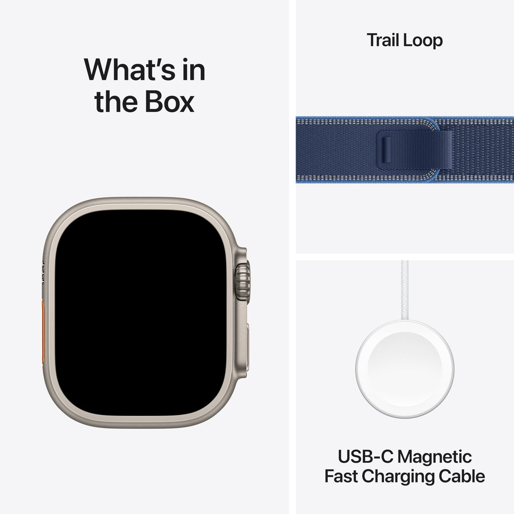 Apple Watch Ultra 3 [GPS + Cellular 49mm] Running & Multisport Smartwatch w/Rugged Titanium Case w/Black/Charcoal Trail Loop - S/M. Satellite Communications, Advanced Health & Fitness Tracking